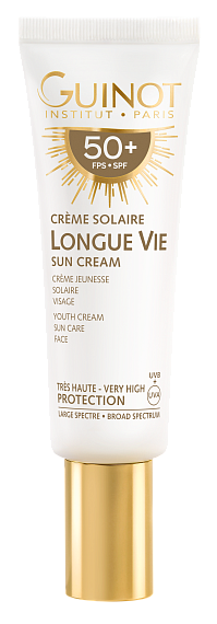 Guinot Creme Solaire Longue Vie SPF50+ Омолаживающий лифтинг-крем для лица с 56 активными компонентами SPF 50+, 50 мл