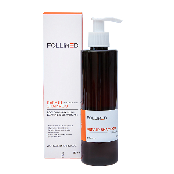 Follimed Repair shampoo with ceramides Восстанавливающий шампунь с церамидами для всех типов волос, 250 мл